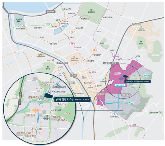 송파 위례 리슈빌 퍼스트클래스 위치도. <계룡건설 제공>